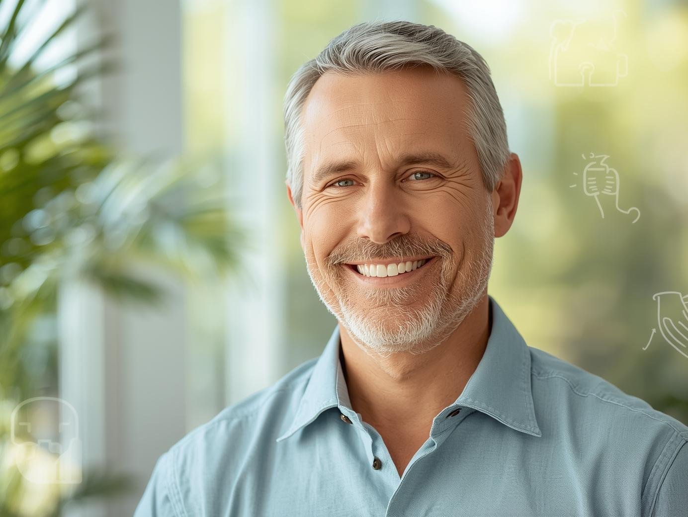 Healthy middle-aged man smiling confidently
